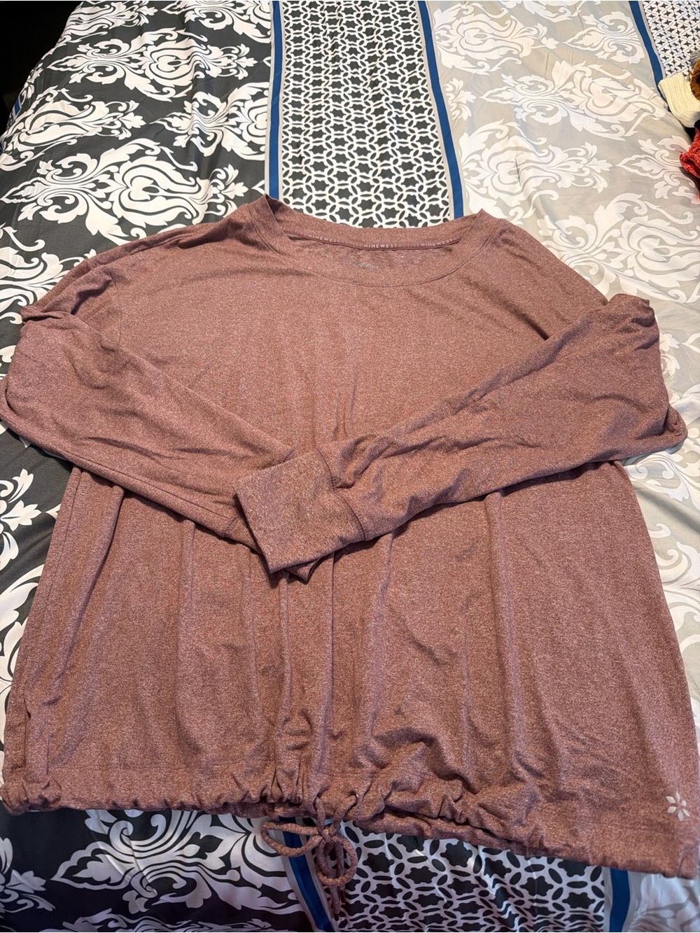 Women’s Long Sleeve Drawstring Hem Top - Mauve
